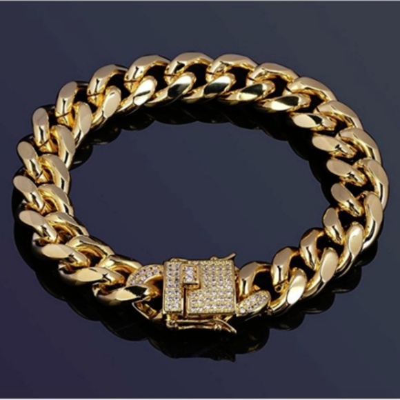 Mens "Ryder" 18K Real Gold Plated Cuban Bracelet - Picture 2 of 3